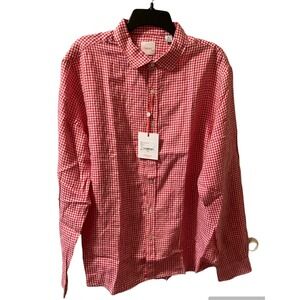 Swims Amalfi Gingham Linen Shirt NWT Long‎ Sleeve Size XL Red White $185